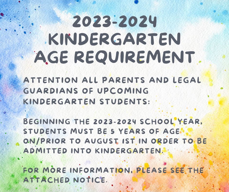 Kindergarten Age Requirements for 23/24