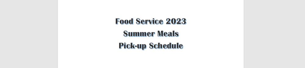 Summer 2023 Meal Pick-up Schedule