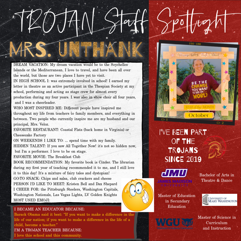 Trojan Staff Spotlight - Mrs. Unthank