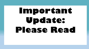Blue border with bold black words on a white background that reads "Important Update: Please Read"