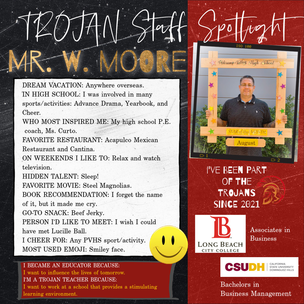 Trojan Staff Spotlight - Mr. W. Moore