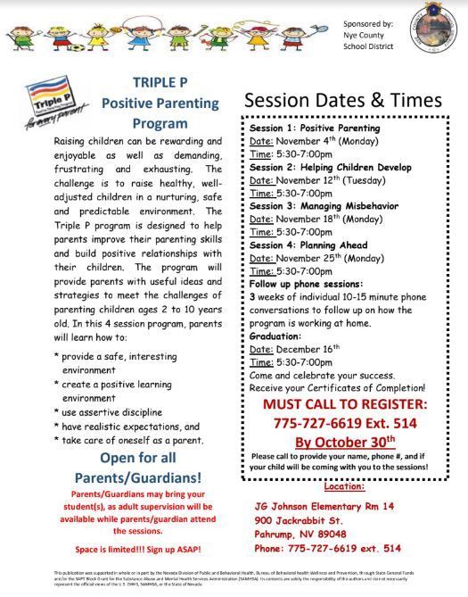 Triple P Parenting Classes | J.G. Johnson Elementary