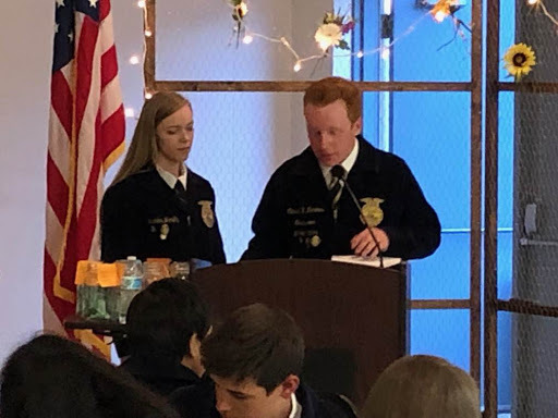 Round Mountain students speaking at the FFA 2019 banquet