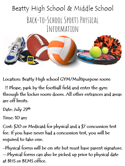 Sports physical flyer