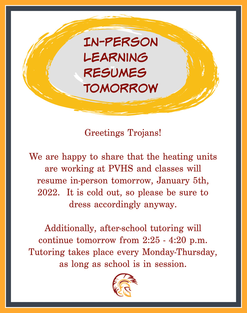 In-Person Learning Resumes Tomorrow