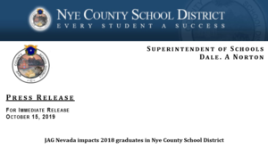 Press Release: JAG Nevada impacts 2018 graduates in Nye County Scholl District