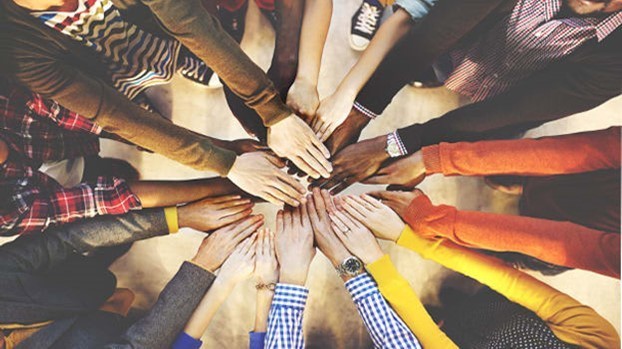 Hands in group.